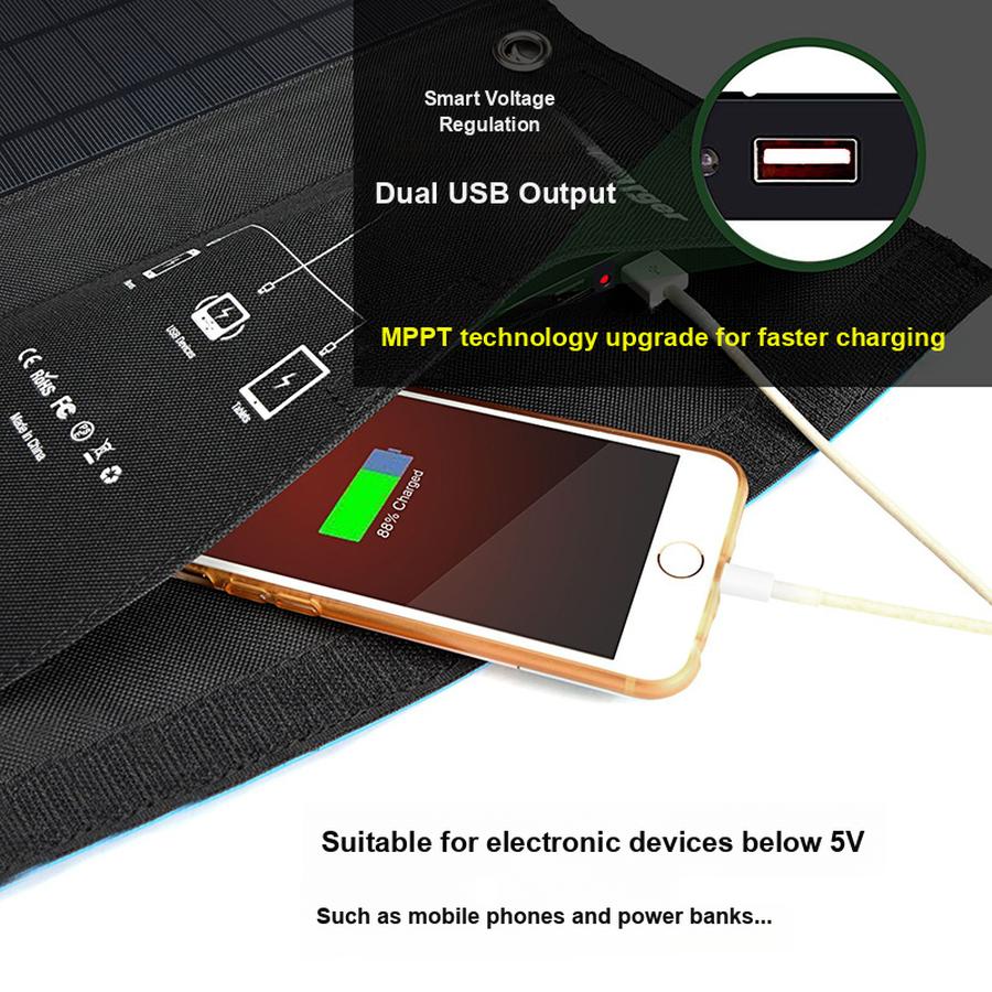 Portable 21W Solar Folding Charging Bag Solar Charger with Dual USB Emergency Outdoor Solar Charging Pad