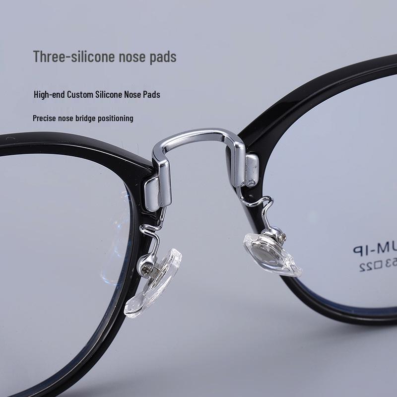 Ultra-Light Pure Titanium Retro Glasses Frame In Black, Square/Round Shape, Influencer Style
