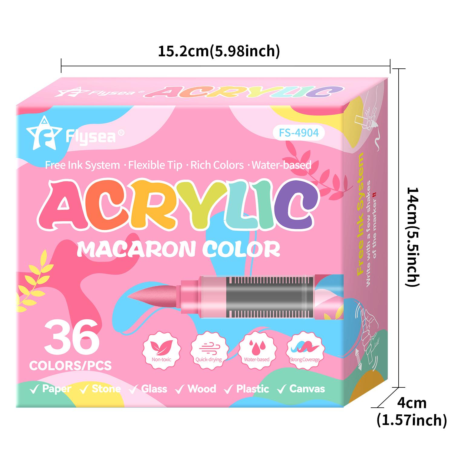 36 Acrylic Markers Set, 24 Colors Acrylic Paint Markers, Soft Tip Markers, Perfect for Paper, Wood, Rock, Glass, Macaron