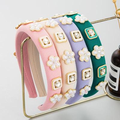 Hair Band Minority Sponge Pearl Flower Inlaid Crystal Delicate Headwear