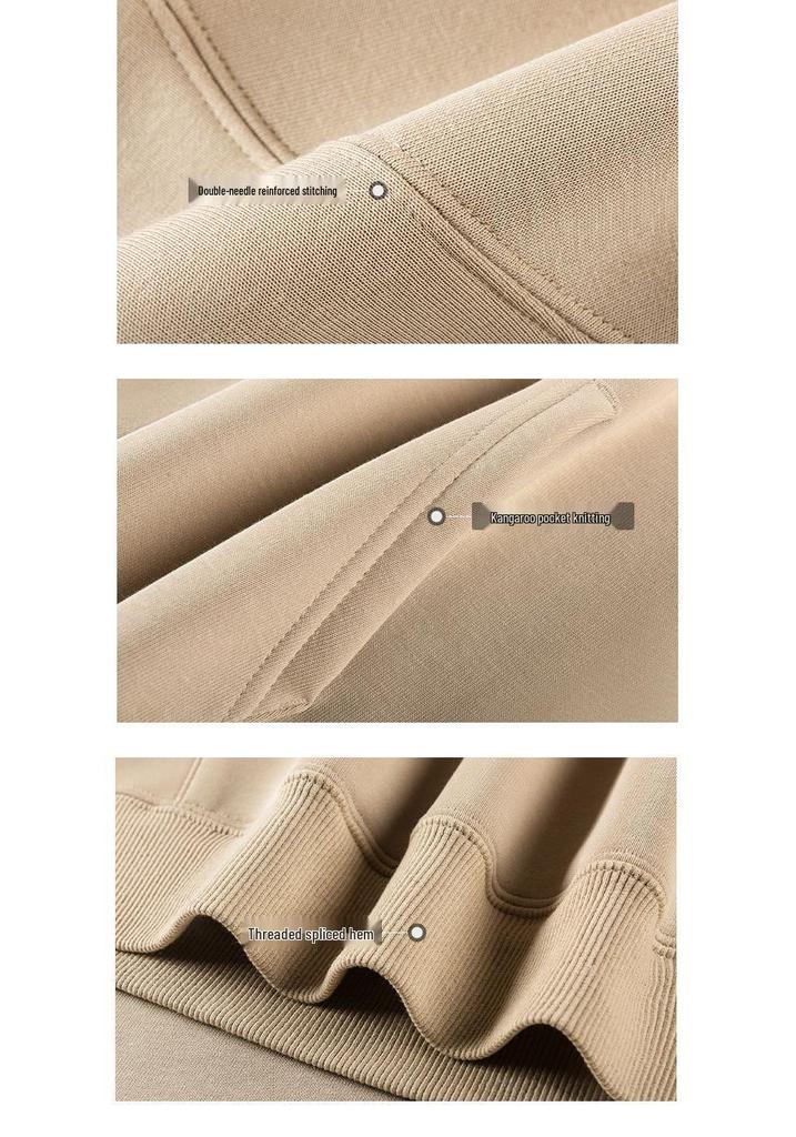 Unisex Retro Japanese Earth-Tone Fleece-Lined Heavyweight Hoodie