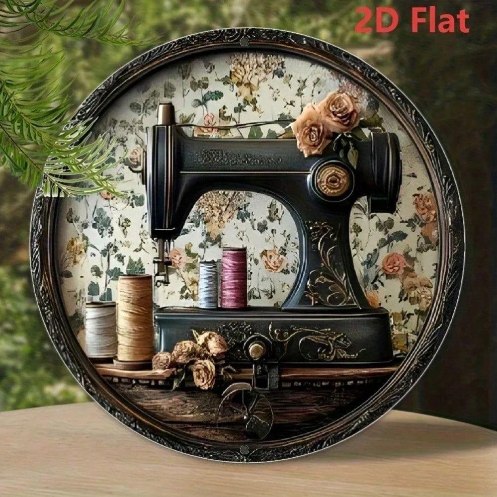 Vintage Sewing Machine Metal Wall Art Retro Decor for Living Room