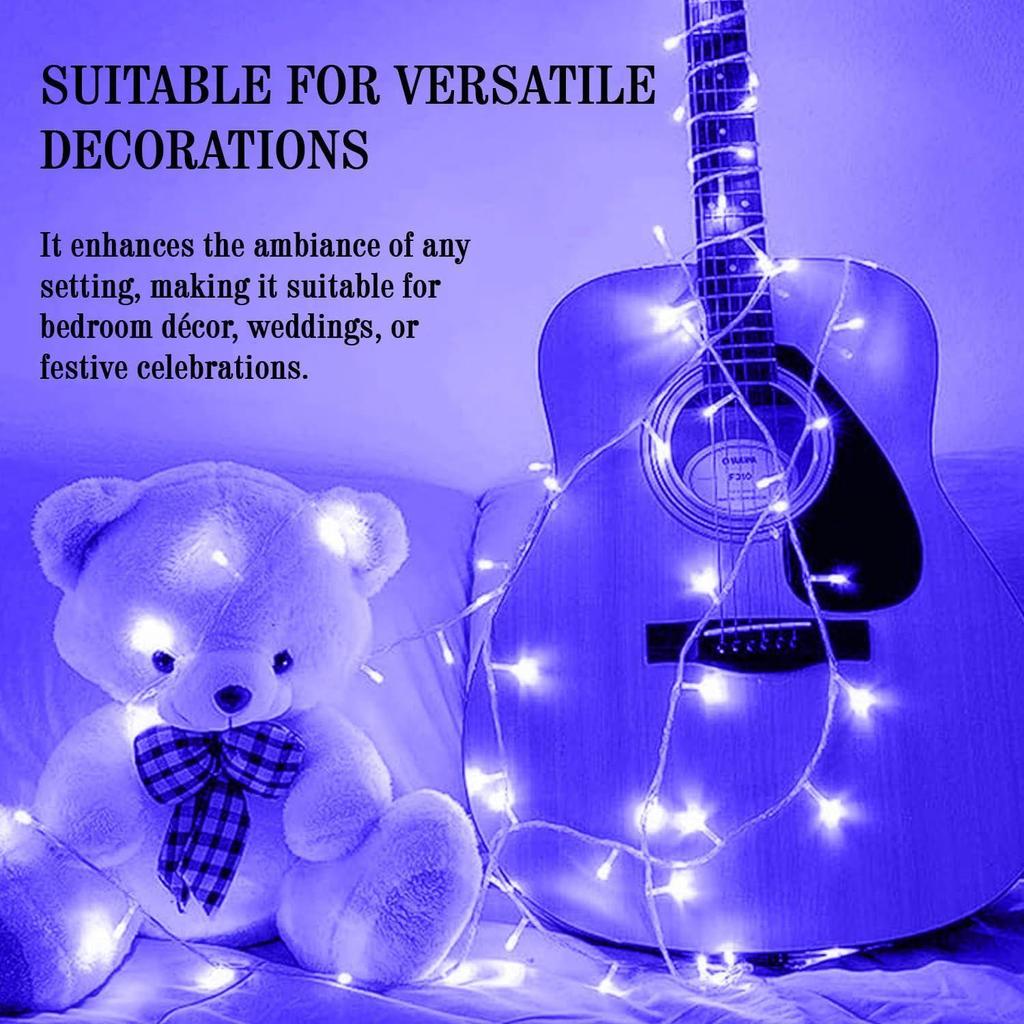 (Pack of 10, Blue) 38 LED 10.5M Copper Power Pixel String Light | 360° Fairy Serial Jhalar Lights for Home| Lights for Decoration, Christmas