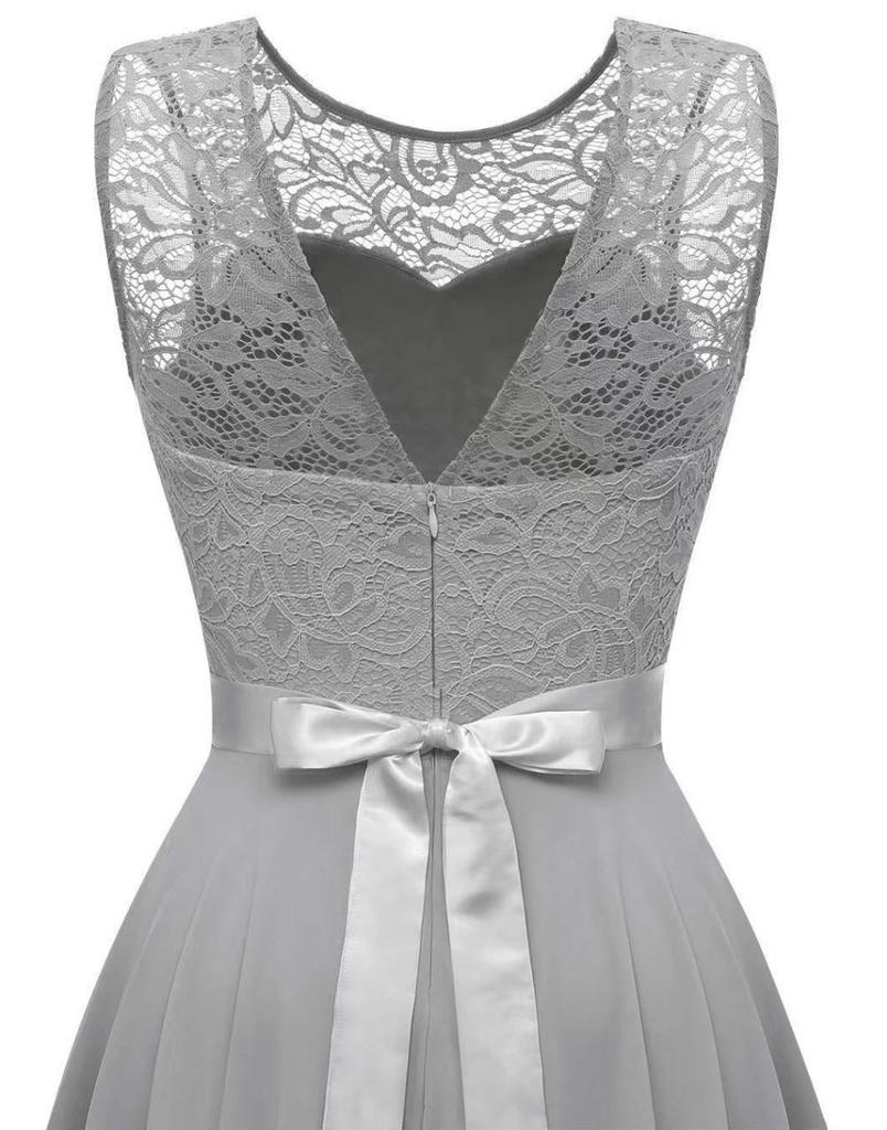 2025 Elegant Lace and Chiffon Evening Gown with Flowing Swing Skirt