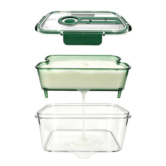 Odor Proof Storage Box Crisper Box, with Mesh Drain Strainer, Tofu Whey Greek Yogurt Maker Separation Food Container, for Fresh Fruit Vegetable