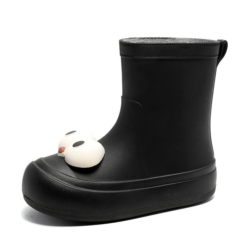 Stylish and cute women's medium tube rain shoes Cartoon rain boots Medium tube water boots Adult four-season warm and waterproof shoes for work wear