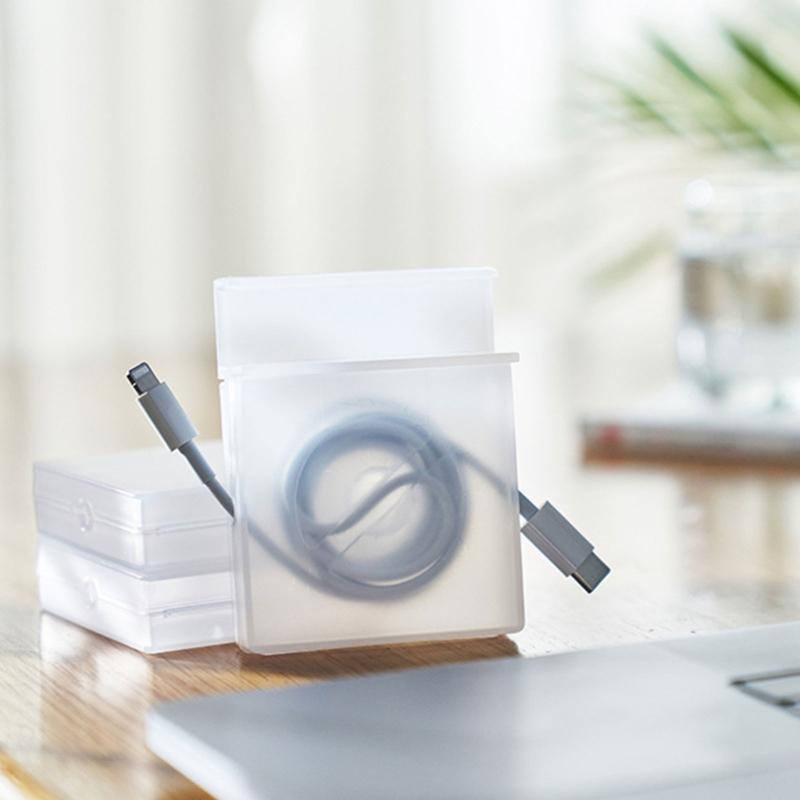 5 Pieces Portable Cable Organizers Box Retractable Cord Management Winder Case Phone Holder for Office Home or Travel