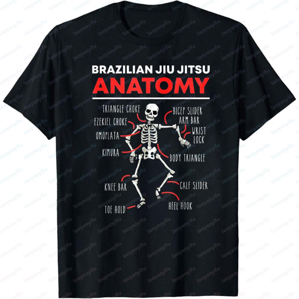 Brazilian Jiu Jitsu Anatomy Men TShirt Skeleton BJJ Techniques Funny Jiu Jitsu Gift Summer Short Sleeve Cotton Casual Tops