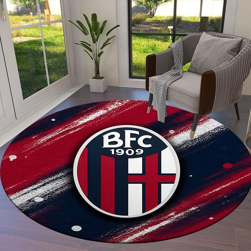 Bologna FC 1909 Round Area Rug,Carpet Rug for Living Room Bedroom Sofa Playroom Decor,Non-slip Floor Mat