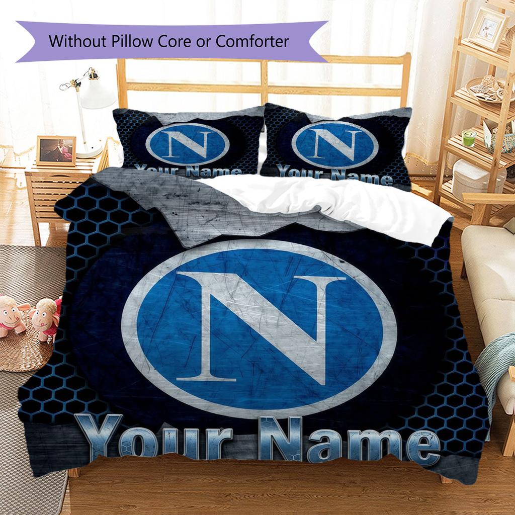 SSC Napoli Custom Name Pattern Bedding,Quilt Set Quilt Cover Pillowcase Home Birthday Gift(1 * duvet cover + 2 * pillowcase, without core)