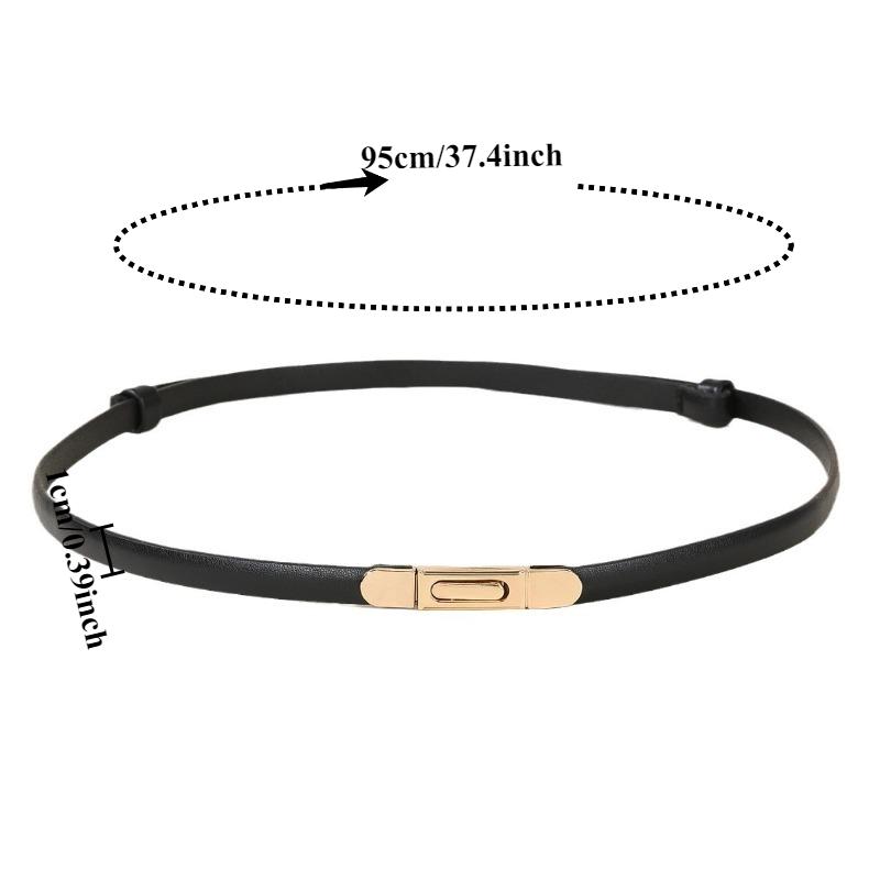 Fashionable Hook-Closure Patent Leather Slim Waist Belt for Women  Simple Double-Buckle Decorative Versatile Trouser Belts