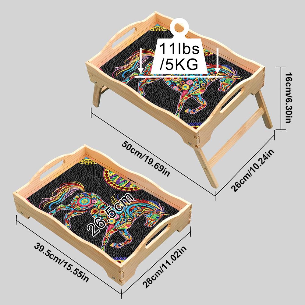 Kendin Yap Elmas Boyamalı Ahşap Yemek Tabağı Dekoratif Tepsi Saplı Elmas Mozaik Yemek Tepsisi Sofra Takımı Düzenleyici Tepsi Ev Dekorasyonu Hediye