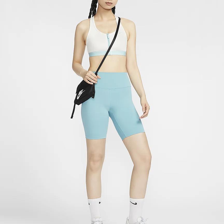 Nike One Solid Color Breathable Quick-Dry High-Waisted Cycling Pants Women Bottoms Denim-Blue Green FN3207-464