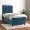 Vidaxl Letto Continentale, Materasso E LED, Velluto Blu 80X200 Cm