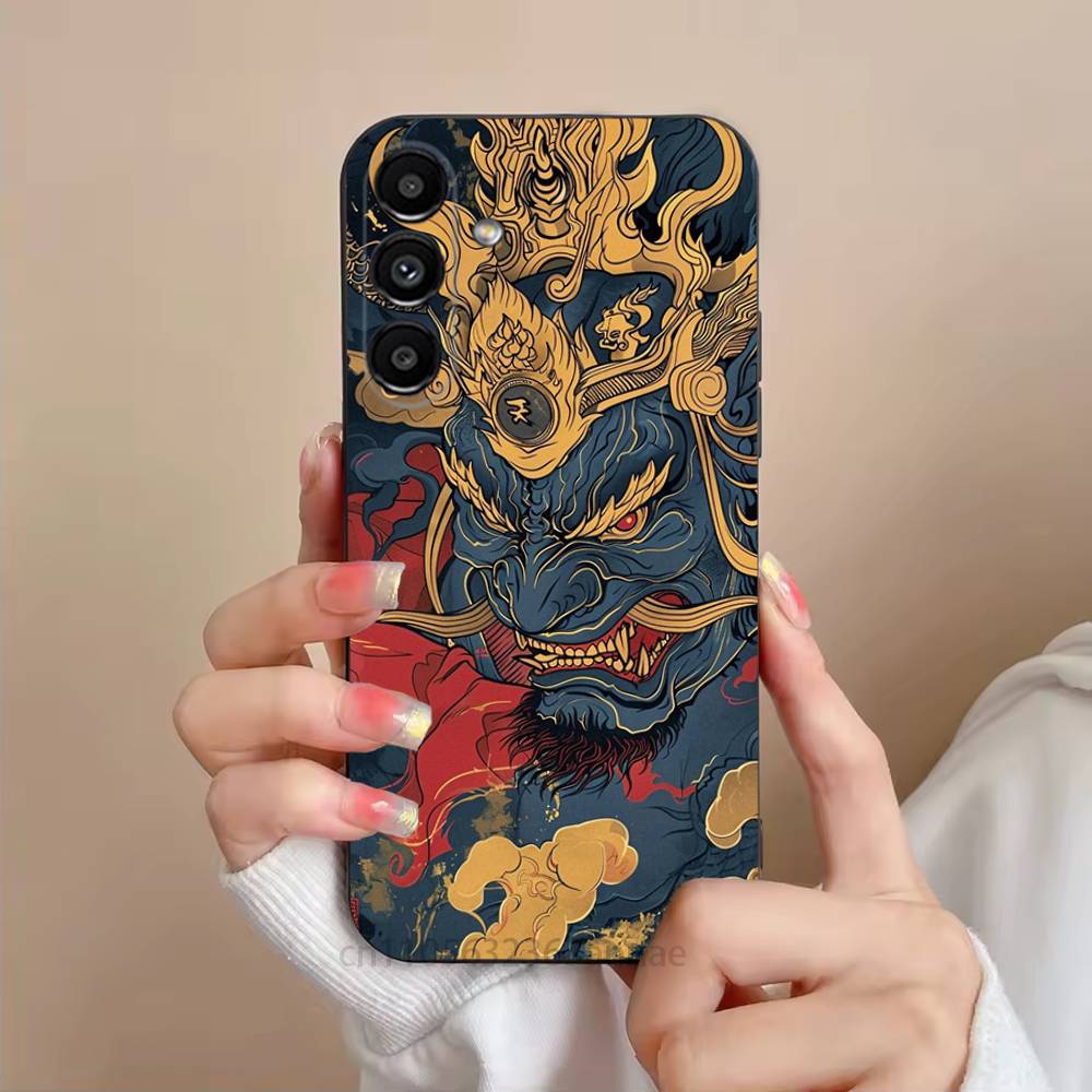 

Samurai Hannya Mask Ghost Printing Phone Case For Samsung S25,24,23,22,21,S20,Ultra,Plus,FE Black Soft Cover SamsungS24ULTRA