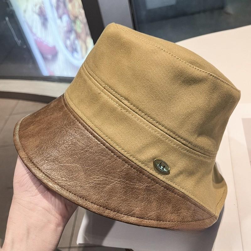 Cotton Pu Wide Brim Bucket Hat For Women Sun Protection Summer Fashion Accessory