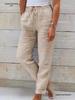 Women's High-Waisted Cotton Linen Casual Pants