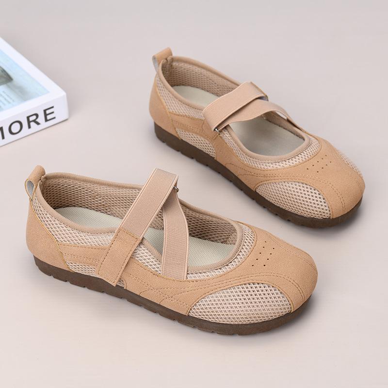 New Sports Mary Jane Breathable Hollow Mesh Shoes Thin Sole Ballet Casual Shoes