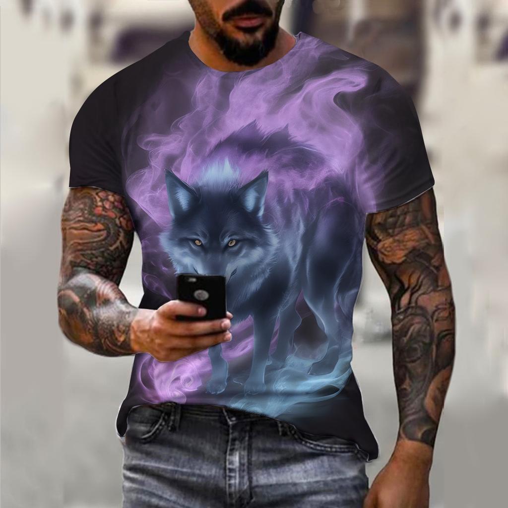 3D Wolfsbestie Aufdruck Herren und Damen Freizeit Kurzarm T-Shirt Rundhals Mode Trend Super Cool Herren Täglich Neue Kleidung