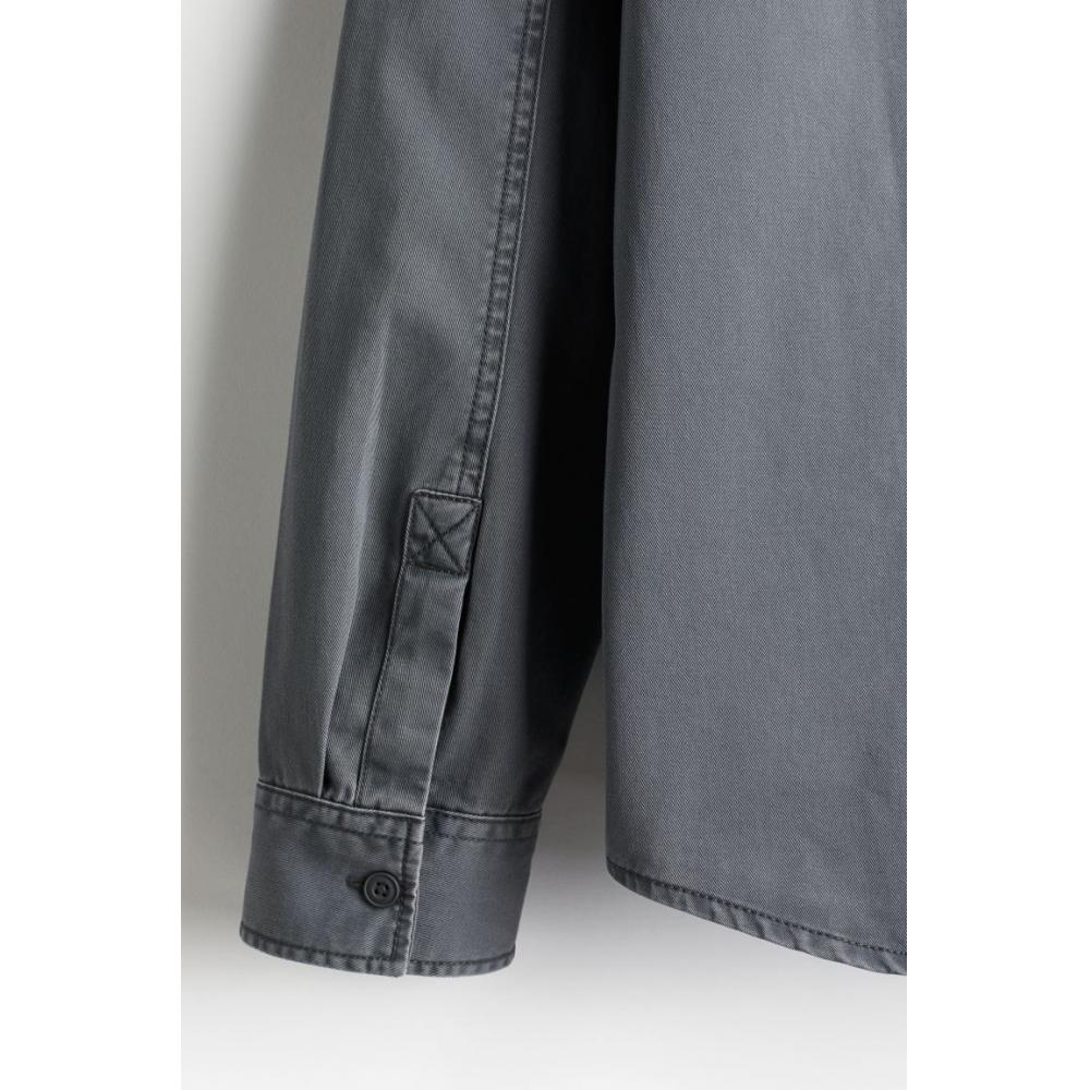H M Twill oversHirt Regular Fit Dark Grey