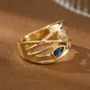 Retro, creative, hollow, artificial gemstone, ring, copper material, lady, jewelry, gift, accessory, ring