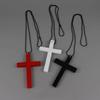 Halloween Jewelry Men & Women Gothic Vintage Dark Fashion Funny Whimsical Wooden Cross Pendant Necklace for Sweater