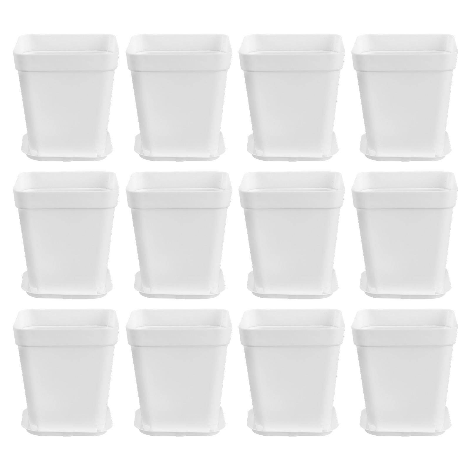 

12 шт. Пластиковый квадратный цветочный горшок Мини декоративные цветочные горшки Креативные горшки для суккулентов Питомник Цветочный держатель Органайзер Садовые принадлежности Large белый