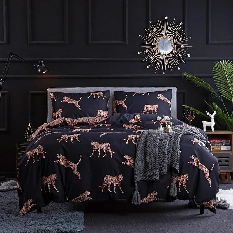 Europe plus America Dark Flower Print Soft Duvet Cover Set Quen King-Sized Dimensionsd Dimensions Beding Set Twin Single Double Bed Linen Sets Home