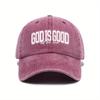 European And American  Washed And Worn Printed Baseball Cap New God Is Always Good Printed Baseball Cap WomenS Washed Retro Sp