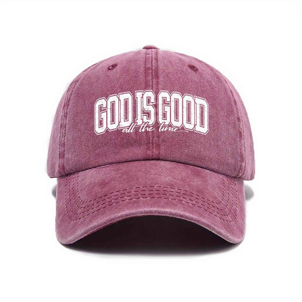 European And American  Washed And Worn Printed Baseball Cap New God Is Always Good Printed Baseball Cap WomenS Washed Retro Sp
