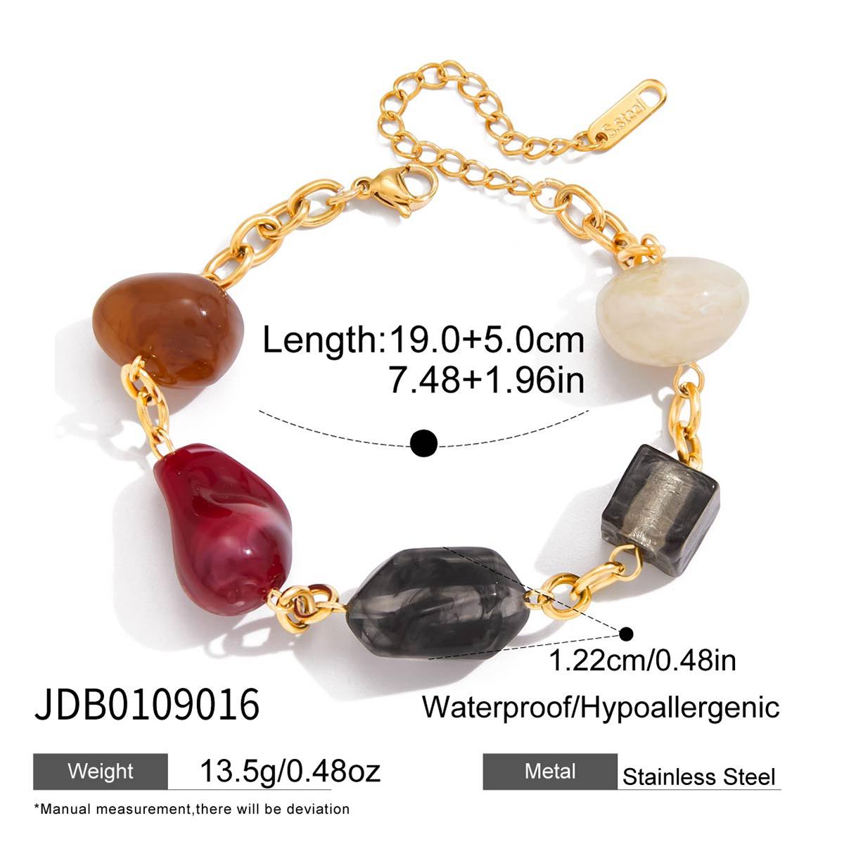 Youthway Multicolor Resin Bracelet For Women Minimalist 18K Gold Plated Stainless Steel Bracelet Simple Fashion Jewelry Gift