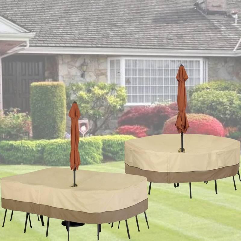 Durable 190t Silver-coated Oxford Fabric Garden Furniture Dust Cover Beige And Coffee Color