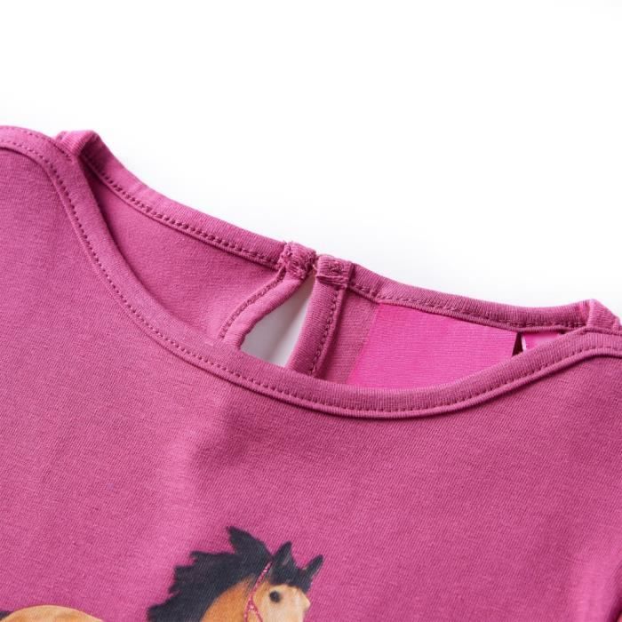 T-shirt enfants à manches longues imprimé cheval 3 couleurs et 5 dimensions disponibles