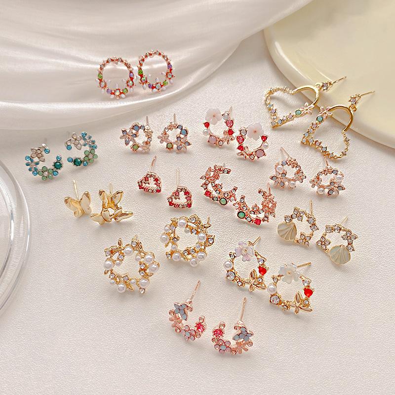 Circle Earrings Fresh Earrings Simple All-Match Petal Flower Earrings for Women