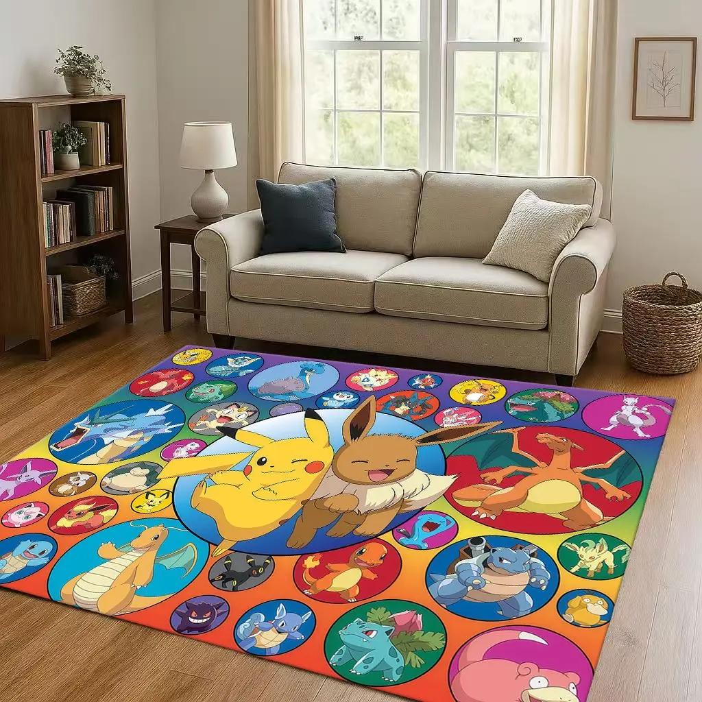 2026 Pokemon Pikachu Cartoon Christmas Living Room Non-Slip Area Rug Carpet For Bedroom Playroom Sofa,Home Decor Doormat