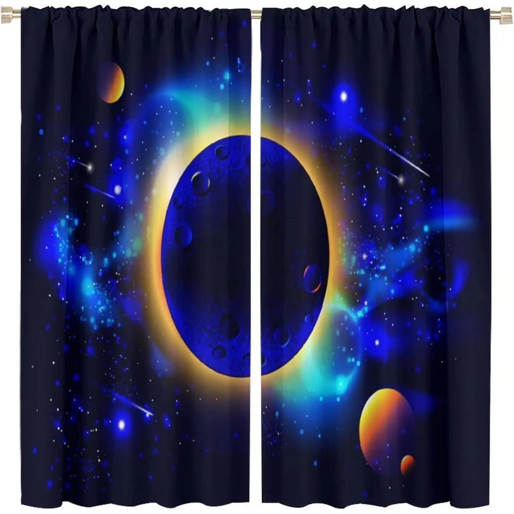 

Комплект из 2 шт. штор для дверного проема в космической тематике с полиэстеровыми панелями в виде галактик для различных оконных декораций в комнатах 100W130H(CM)40x51in&Grommet Top