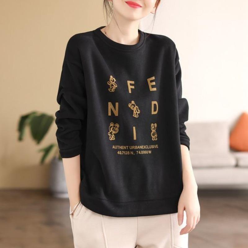 Fashionable Retro Autumn Round Neck Long Sleeve Sweater Geometric Print Loose Pullover Jacket Elegant and Versatile Top