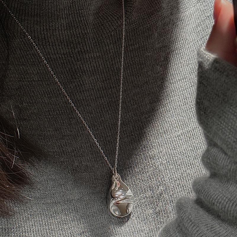 S925 Sterling Silver Niche Design Sense Retro Retro Hollow Necklace Korean Style Simple Fashion Texture Collarbone