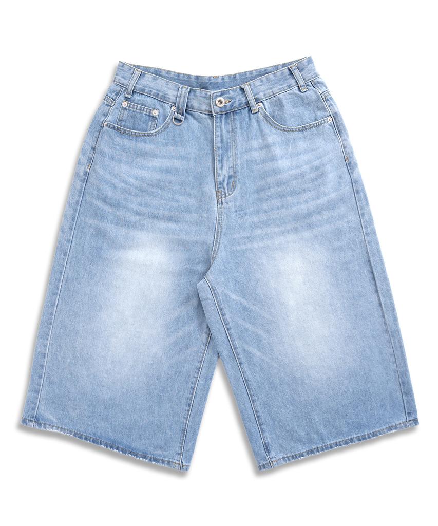 UNDEROFF Wide-Fit Washed Cropped Denim Pants Light Blue