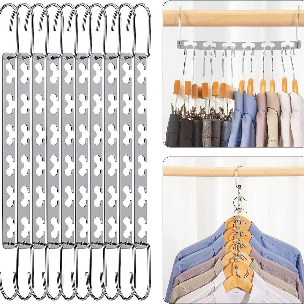 Stainless Steel 6-Hole Folding Hanger: Space-Saving, No-Mark, Easy Storage for Kids