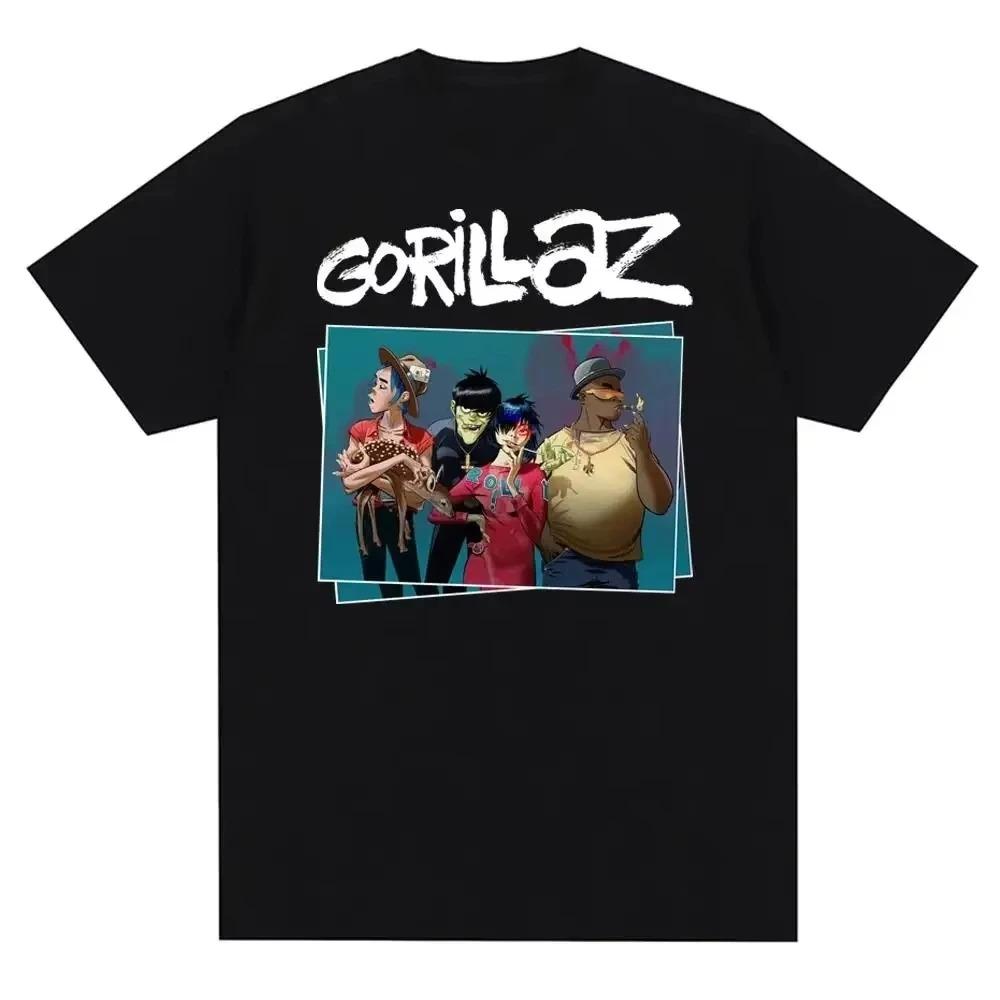 Gorillaz Hip Hop Pop Punk Rock Band Printed Cotton Mens TShirt 90s Casual Fashion Short Sleeve TShirt Unisex Tshirts