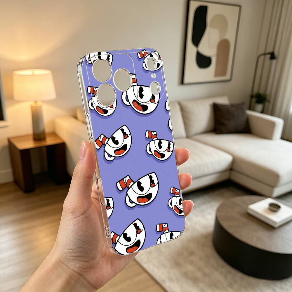 P-Popular C-Cuphead Game Phone Case For iPhone 17 16 15 14 13 12 11 Mini Pro Max Plus Transparent Cover iPhone16promax