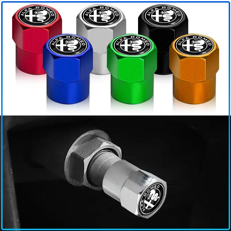 4Pcs Car Valve Stem Caps Cover Waterproof Car Accessories Stickers For Alfa Romeo 147 159 156 Giulietta Giulia Mito Spider Alpha Nheadrest
