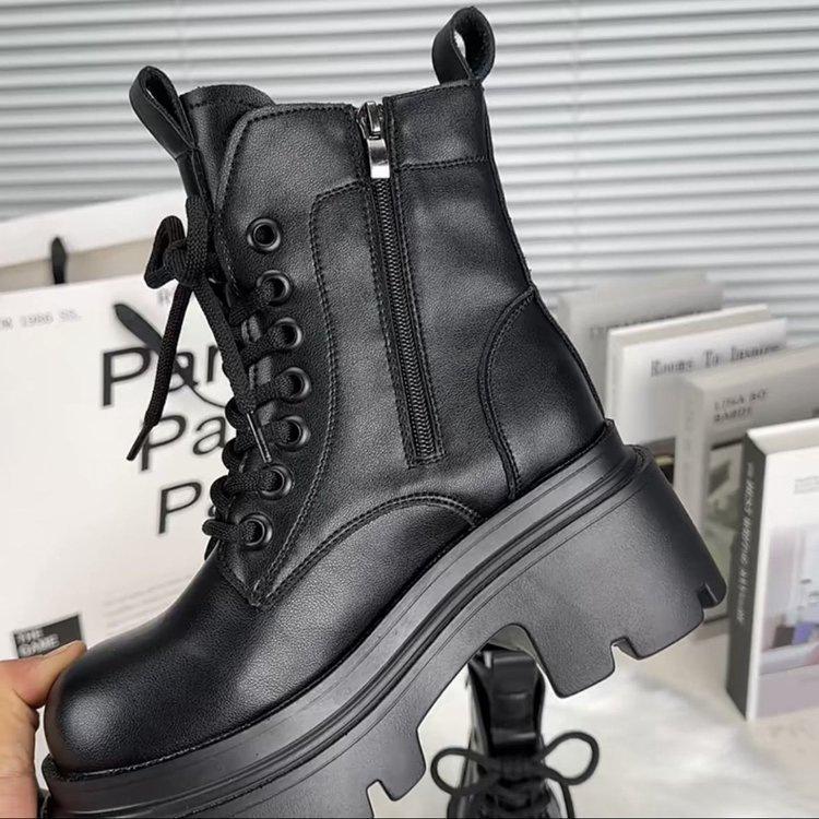 Thick-soled Martin boots women's 2025 new autumn and winter boots British style single boots heightening fashion small short boots
