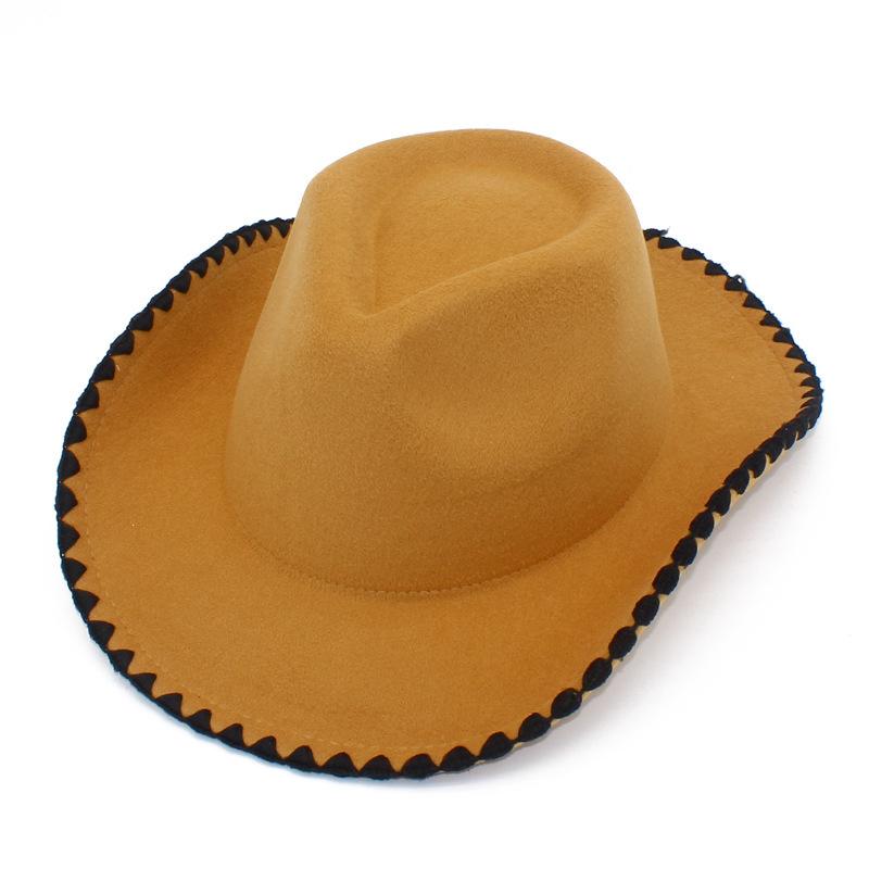 Gekräuselte Woll-Cowboyhut Europäische und amerikanische Männer und Frauen Saum Personalisierter Jazz-Zylinder Tibeter Filzhut Retro-Zylinder