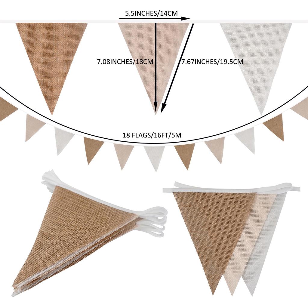 Bandierine Triangolari in Lino Giallo Degradé da 5 Metri (18 pezzi) per Decorazioni di Matrimonio, Festa o Compleanno