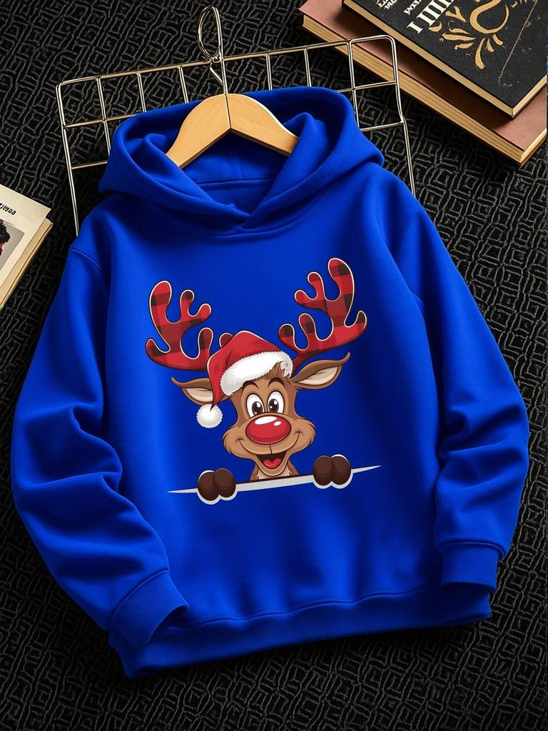 Christmas Autumn/Winter Trendy Casual Hoodie for Boys, Stylish Sporty Print,Perfect Christmas Gift for Outdoor Activities