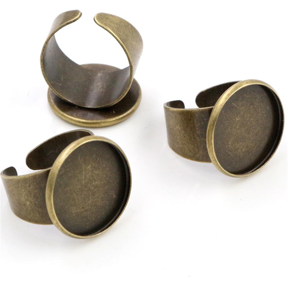 12/14/16/18/20/25mm 6 Colors Bronze Silver Plated Brass Adjustable Ring Setting Blank/Base,Fit 12-25mm Glass Cabochons Bezels