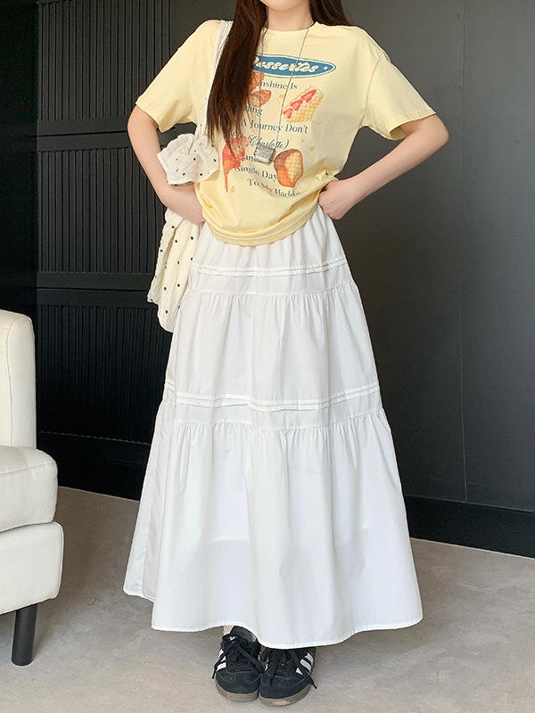 2026 Spring/Summer Plus Size White High-Waisted A-Line Lace Skirt L