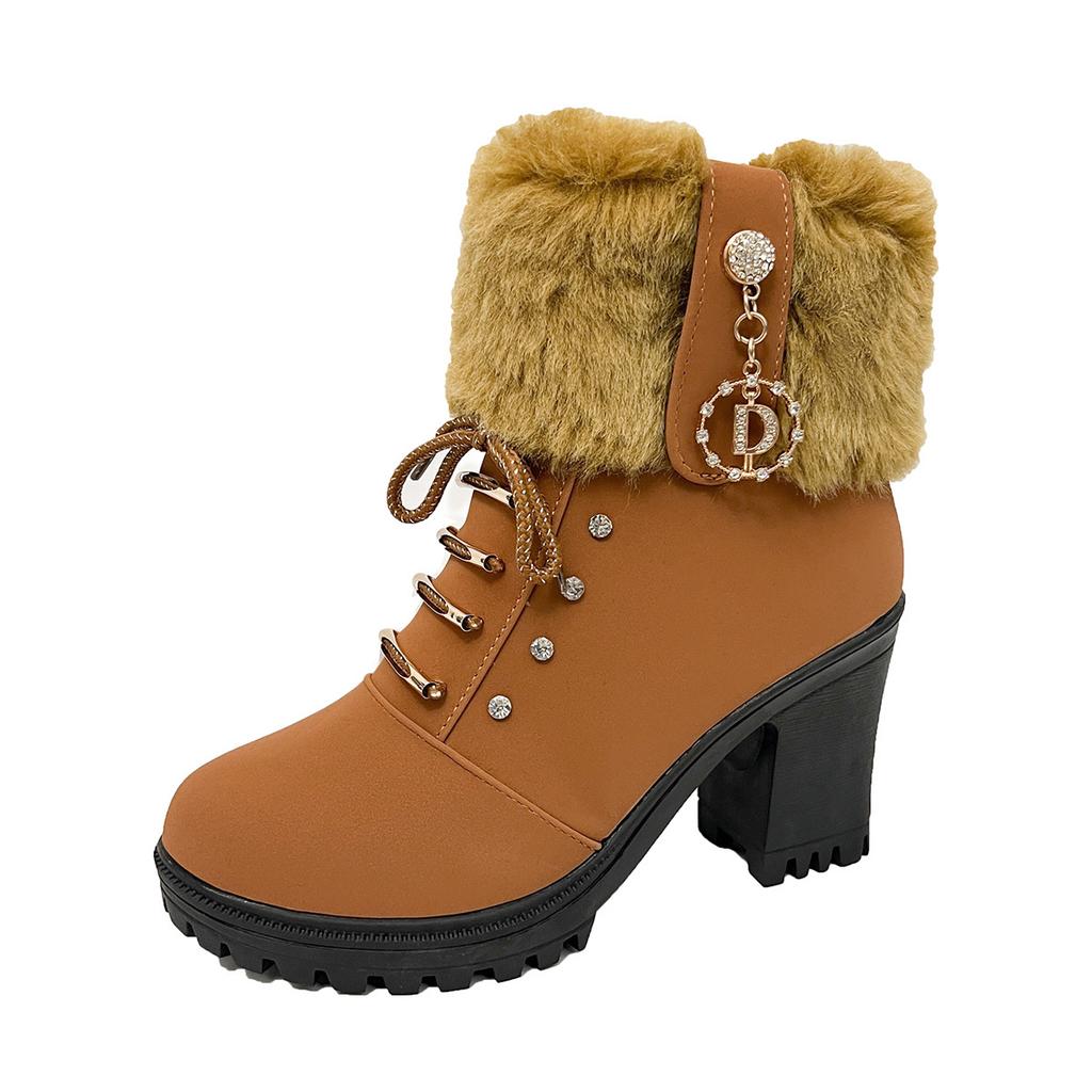 Fashion Women Boots Winter Comfortable Designer High Heels Shoes for Women 2025 New Short Platform Ankle Boots Elegant Zapatos De Mujer